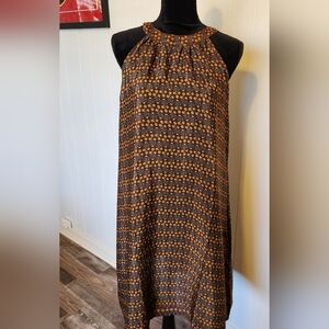 EARTHBOUND Brown and Orange Midi Dress